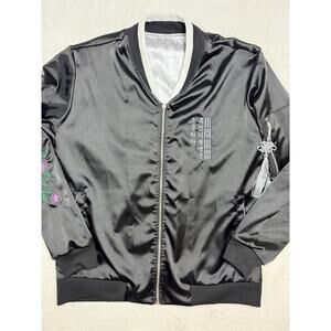 KORE LTD X Sandra Oh BLM Reversible Lg Bomber Jacket Flower Embroidery/ Tassle